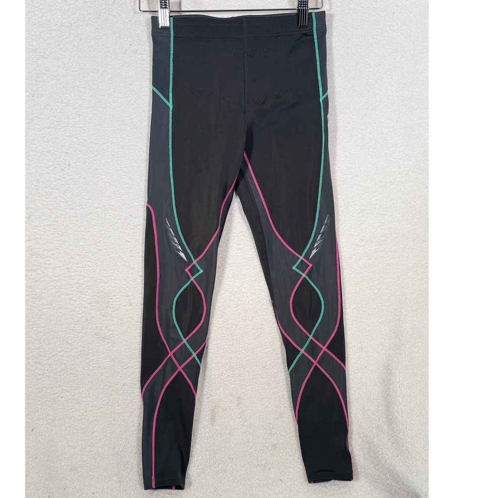 CW-X Expert Compression Tight Leggings 125809A Women S Grey Pink Teal Running